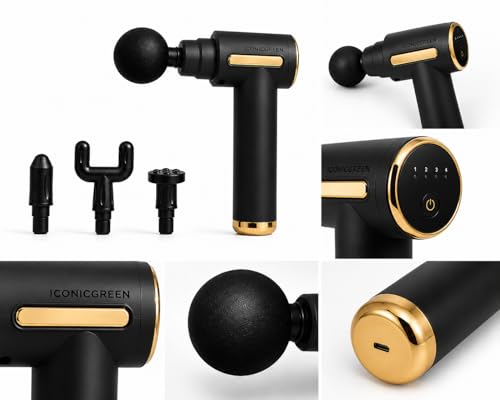 Image of Massage Gun Deep Tissue 6-Speed Portable Percussion Muscle Massager with 4 Heads, Pain Relief, Relaxation for Stiff Shoulders With Full body Massage