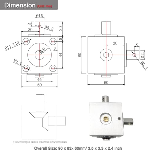 Image of 1:1 Right Angle Tapered Bevel Gearbox 1.5 Module 20 Teeth 90 Angle Drive Steering Gear Device Simple Mechanical DIY Module with 15mm Shaft