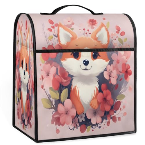 Coffee Maker Cover Cute Childish Fox Kitchen Appliance Covers Small Appliance Covers Blender Cover Juicer Cover Dust Covers for Kitchen Appliances with Top Handle and Pockets,Washable,C55