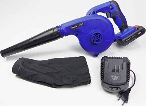 Aktobis Soplador Manual para Baterías WDH-6601 Que Incluye una Batería de Iones de Litio de 18 V, un Cargador, una Boquilla y una Bolsa para Polvo Cover