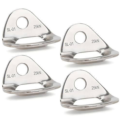 HERCHR 4Pcs Climbing Hangers, 25 KN Bearing Capacity Stainless Steel Expansion Nail Hanger Fixed PointAnchor Protection Hanger Plate Climbing Accessories Wall Ceiling Mount Bracket for Camping
