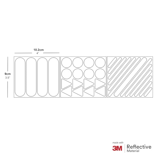 Tomamu 3M Black Reflective Stickers - Set of 33 stickers for helmets scooters, bikes and prams - Made with 3M Reflective Film - Image 2