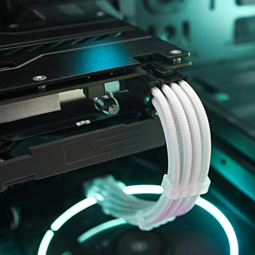 PCCOOLER Sleeved Cable Extension Kit for Power Supply Cable Kit, PSU Cable in 30cm/11.8'' with Cable Comb 24pin ATX/4+4pin CPU, 8 (6+2) pin PCI-E, 6pin PCI-E PSU Cables for Cable Management (White)