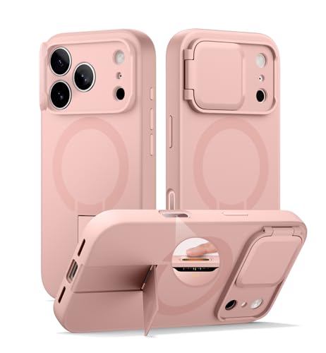 Image of SURITCH for iPhone 17 Pro Max Case with Camera Control Cover, Camera Cover and Adjustable Kickstand, Compatible with MagSafe, Shockproof Bumper Protective Cases 6.9 Inch, Pink