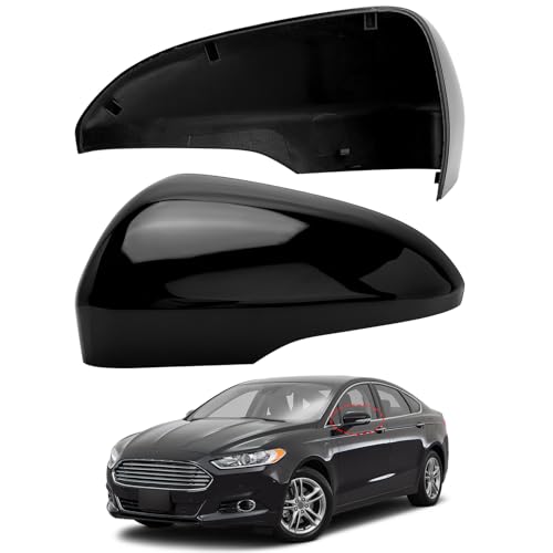 LOIYLLEN Driver Side Mirror Cover Replacement for Ford Fusion 2013 2014 2015 2016 2017 2018 2019 2020 2021 2022 - Left Side Mirror Covers, Rear View Mirror Cap Accessories With Lamp, Black