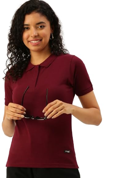 Women's Wine Polo T-Shirt, Short Sleeves, Collared-image-0