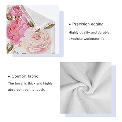 susiyo 3-teiliges Badetuch-Set, weiche, sehr saugfähige Badetücher, schöne rosa Rosen, Badetücher, modischer Druck, dekorative Handtücher (3er-Set, 1 Badetuch, 1 Handtuch und 1 Waschlappen) – Bild 5