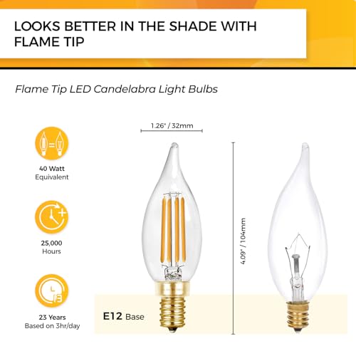 Hizashi LY-C32-4W-2700-90-C 90+ Cri Led Candelabra Bulb 40W Equivalent E12 Led Bulb Dimmable 2700K Soft Warm White, Chandelier Light Bulbs thumb #1