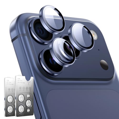 Image of LK 2 Pack for iPhone 17 Pro /17 Pro Max Camera Lens Protector [Top 9H+ Military Grade Shatterproof] One-Click Installation, Ultra-Tough HD, Individual Lens Protectors Scratch-resistant, Deep Blue