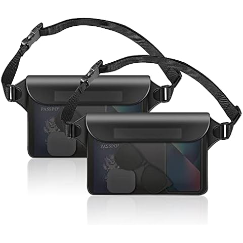 2Pcs Waterproof Bag, Waterproof Pouch with Adjustable Elastic Strap Screen Touchable Transparent Waist Bag Dry Bag for Beach Swimming Snorkeling Hiking Boating Fishing Kayaking Cover