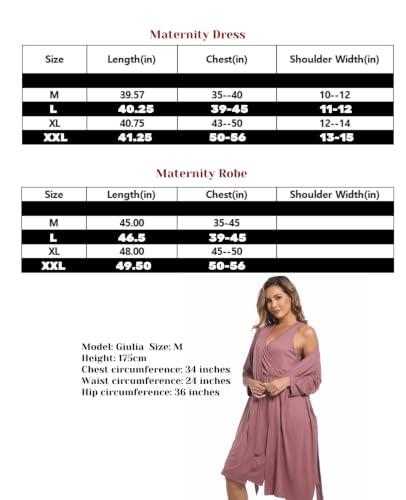 Image of Mommy Robe Set for Maternity with Matching Swaddle Blanket, Delivery Labor Gown Robe for Hospital Women Dress