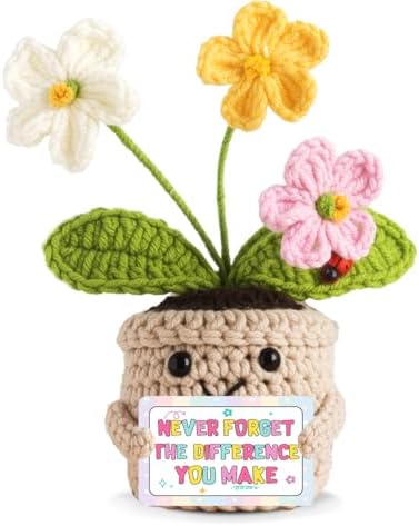Teacher Gifts for Women Mentor,The Different You Make Emotional Support Plant Positive Crocheted Flowers Forget-Me-Not Gifts Teacher Appreciation Day Thank You Gift for Teachers Coworkers Mentors