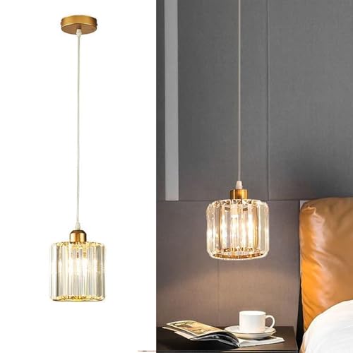 jengush Hängelampe Mit Batterie Batteriebetriebene Pendelleuchte Mit Fernbedienung Wiederaufladbare Lichtquelle Keine Hardwiring Installation Hängeleuchte Ohne Stromanschluss 9 Farben Dimmbar(Gold)