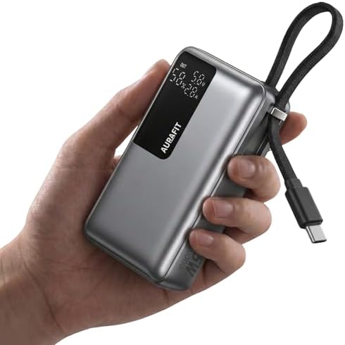 Carregador Portátil 20000mAh PD65W Rápido, Power Bank com Tela Di...