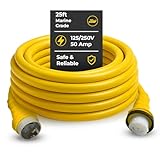 Amp Up Marine & RV Cords 125/250v 50 Amp X 25ft Shore Power Boat Heavy Duty NEMA Extension Cord with 2X L Shaped Terminals with Watertight Molded Ends, Twist Lock & ETL Listed from a US Based Company