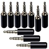 Cess TRRS 4 Pole Stereo Male Plug 3.5mm Solder Type, Gold-Plated, Black Metal Housing, Perfect Replacement for Headphones, Earphones, Microphones, 10 Pack