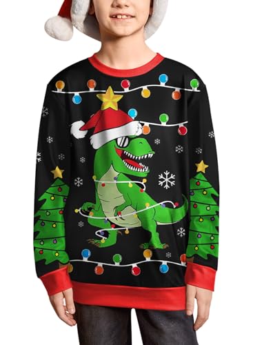Produktbild von Pullover Jungen Kinder Weihnachtspullover - T-Rex Santa Motiv Für Jungen & Mädchen Weihnachtspullover 116 Junge