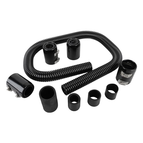 48' Flexible Radiator Hose Stainless Steel Engine Cooling Water Hose Kit Universal Water Hoses Adapter with Chrome Cap Clamp (Black)