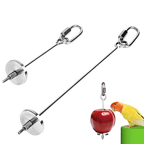 2 Brochettes En Acier Inoxydable Pour Perroquets - 22 Cm Et 17 Cm - Porte-fruits/légumes Pour Cage Oiseau
