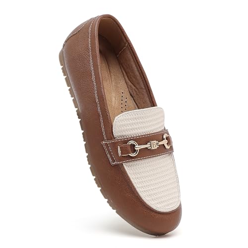 Image of BGSTGUDS Women's Wide Loafers Shoes Cute Dressy Shoes Ladies Comfort Slip Ons Work Shoes