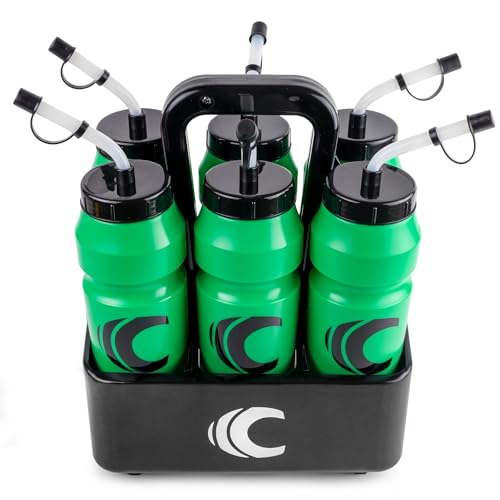 Cannon Sports 1 Liter Sports Water Bottle, BPA-Free, 34oz Capacity, Large Mouth, 2 lids (Straw & Squeeze) with Carrier, Great For Helmet Sports Such As Hockey, Lacrosse, Football, Boxing (Green)