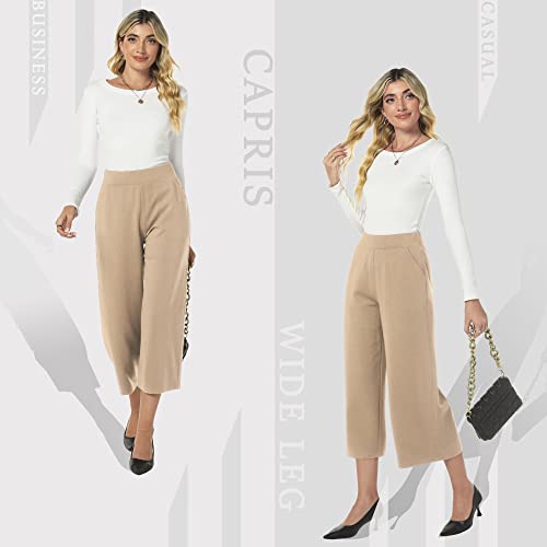 MISS MOLY Women's Wide Leg Pants Business Crop Palazo Dress Pants Capris Culotte Stretch Pull On Work Pants3