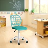 FurnitureR Kompakter Klassenstuhl, ergonomischer Sitz für Schule, Rückenlehne aus atmungsaktivem Netzgewebe, höhenverstellbar, vielseitiger Stuhl für Lehrer, leicht zu bewegen, 360 °, Türkis