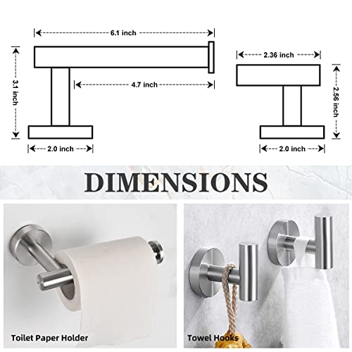 Kuled Bathroom Hardware Set,6 Pieces Brushed Nickel Towel Bar Set,Include Adjustable Towel Bar,16'' Towel Bar,Towel Ring,Toilet Paper Holder,2 Robe Towel Hooks Bathroom Towel Rack Set Wall Mounted #TOP3