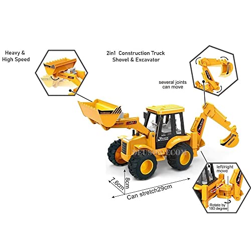 Image of DEUSON ECOM Construction Bulldozer Excavator Loader Truck Vehicles for Kids Building Vehicle Engineer Toys for 3 4 5 Year Boy Toddlers Unbreakable Toy for Kid (201-11) Multicolor