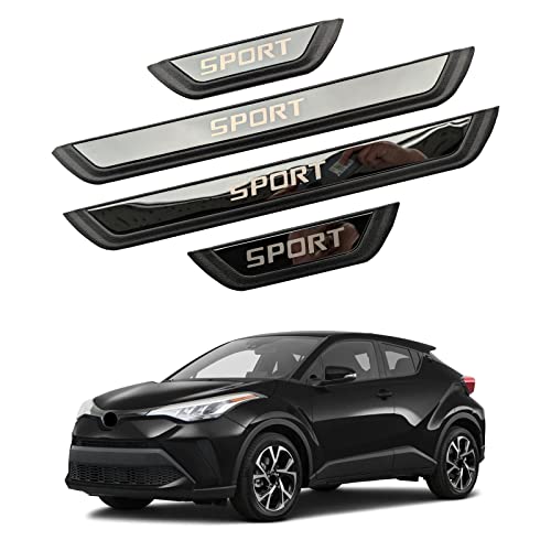 GZBFTDH Car Door Entry Guard, for Toyota C-HR CHR 2018-2022 Kick Panels Guard Scuff Plate 4PCS, Stainless Steel with ABS Car Door Sill Protector Cover, Automotive Interior Accessories (Black)
