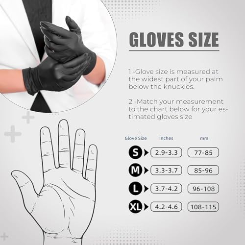 Image of Pure Nitrile Gloves (Pack of 100) Powder Free Gloves, Disposable, Non Tearable (Black, Small)