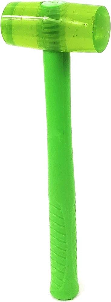 VENEKETY Rubber Mallet Hammer with Rubber Round Head and Non-Slip Comfortable Grip Handle Soft Face Hammer for Tiles and Other Work 400g (Green or Orange) (Size: 200G) 1