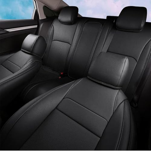 Image of AOMSAZTO Custom Fit Seat Covers for Honda Civic Hatchback 2022 2023 2024 Sport /LX &Hatchback Hybrid Sport 2025 Full Set Faux Leather Seat Covers Black