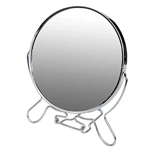 6 Inch Double-Sided Rotating Tabletop Makeup Mirror - Portable Standing Metal Frame, Round Mirror Makeup Mirror for Women