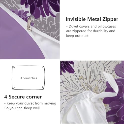 Housse de couette 140x200cm en microfibre premium violette