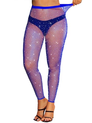 Image of VINICUNCA Sparkly Fishnet Stockings for Women Colorful Tights Plus Size | high-elastic high-toughness nylon fishnet, reinforced toe & crotch, high waist no slip, perfect for halloween party cosplay