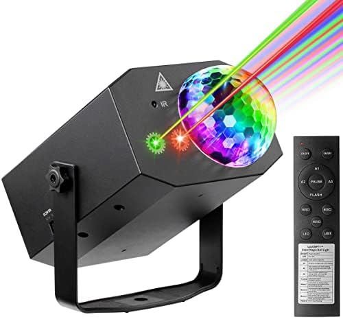 Dj Party Disco Ball Lights with Pattern and Sound Activated,10 ft USB Cable, Laucnpty LED Stage Strobe Light that Sync with Music, Christmas Rave/Home Karaoke/Dance/Club Bar Lights for Parties (Black)