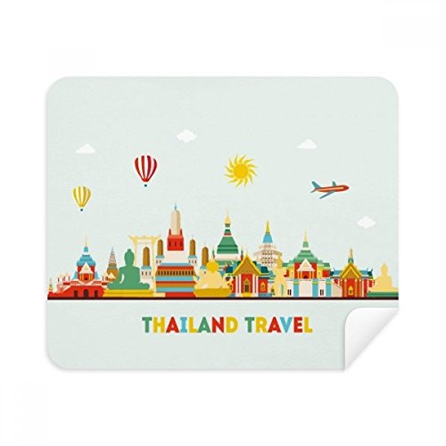 Thailand Watercolor Morden City Illustration Cleaning Cloth Screen Cleaner 2pcs Suede Fabric