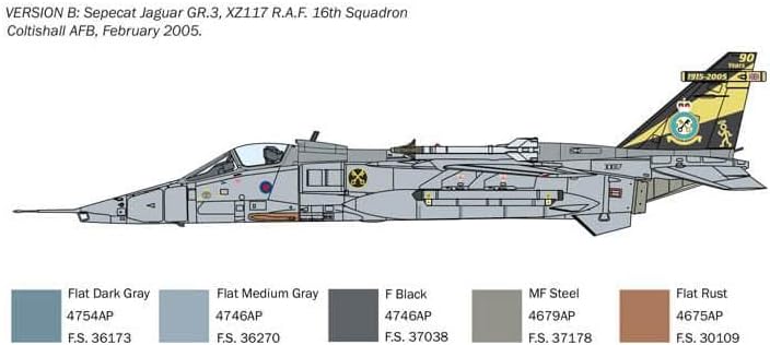 Italeri 1459 Jaguar GR.1 / GR.3 RAF, 1:72 Scale, Plastic Model Kit, Plastic Model to Assemble, Model Making, Planes, Grey