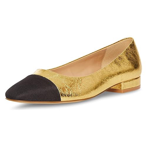 FOWT Women Closed Cap Toe Slip On Pump Fashion Low Heel Ballet Flats Casual Daily Office Dress Parties Shoes Size 4-16 US