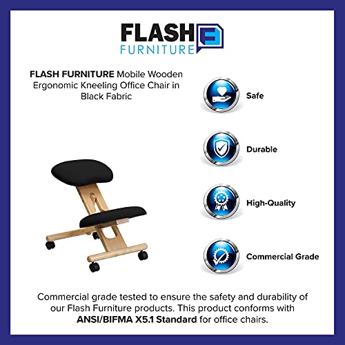 image for Flash Furniture Posey Mobile Wooden Kneeling Office Chair for Improved