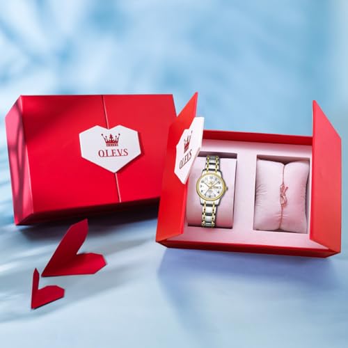 Elegant Two-Tone Waterproof Women's Dress Watch - OLEVS Gold and Silver Stainless Steel Analog Quartz Timepiece - Image 7