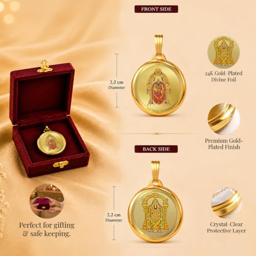 Image of DIVINITI 24K Gold Plated Double-Sided Religious Pendant with Premium Gift Box, Spiritual Locket for Men & Women, Devotional Jewellery for Gifting & Everyday Wear