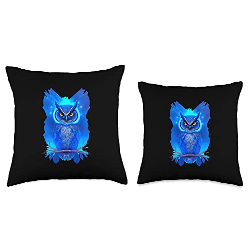 Blue Fire Tattoo Eule Eulen Designs By Drosoman Blue Fire Tattoo Owl Design Unique Style Throw Pillow, 16X16, Multicolor #TOP16