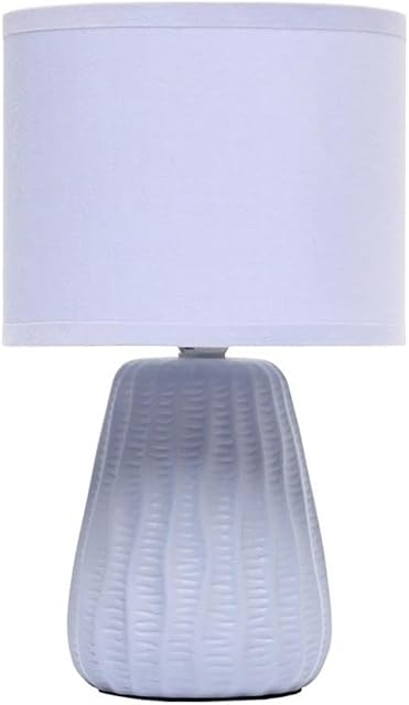 Simple Designs LT1138-PWK 11.02" Traditional Mini Modern Ceramic Texture Pastel Accent Bedside Table Desk Lamp w Matching Fabric Shade for Decor,Bedroom, Nightstand, Living Room, Entryway, Periwinkle