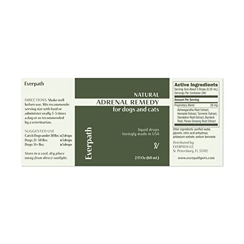 Everpath Natural Respiratory & Adrenal Support For Cats & Dogs (2-Pack) 60 Ml / 2 Fl Oz | Safe Pet Herbal Remedy & Supplement | Natural Pet Remedy | Promotes Pet Health #TOP2