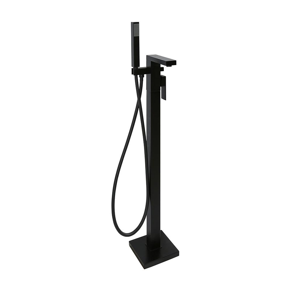Milano Black Preto Freestanding Bath Shower Mixer Tap Hand Shower Handset