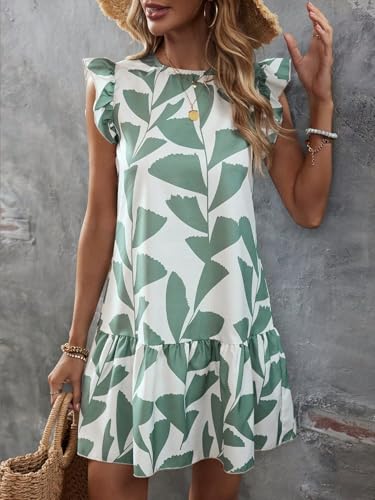 Image of SISKIN Women's 2025 Summer Beach Hobo Ruffle Trim Dresses Sleeveless Flowy Vocation Sun Dress Outfit Woman