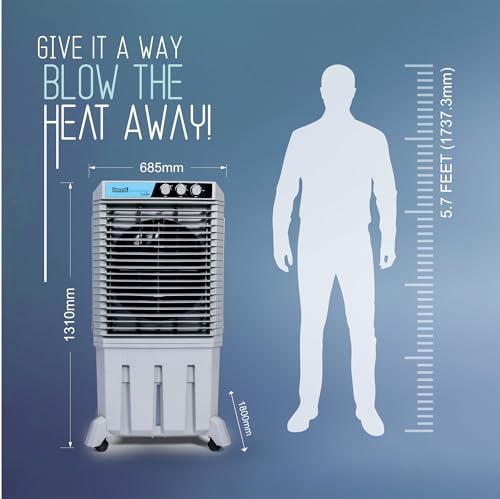 Image of SUMMERCOOL Tiara 75L Desert Air Cooler with 18 inch powerful Fan | Low Power Consumption | 45ft Powerful Air Throw | Inverter Compatible | HoneyComb | 1 Year Warranty | Grey