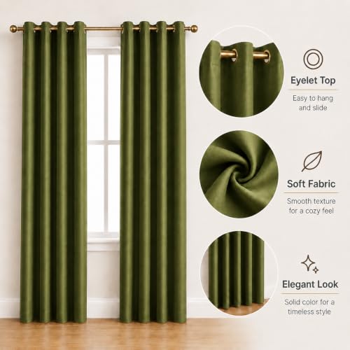 Image of Polyester Eyelet Door Curtain, Solid Plain Light Filtering Curtain for Bedroom, Living Room & Home Office, 7 Feet (84 x 48 Inch), Green, Pack of 2